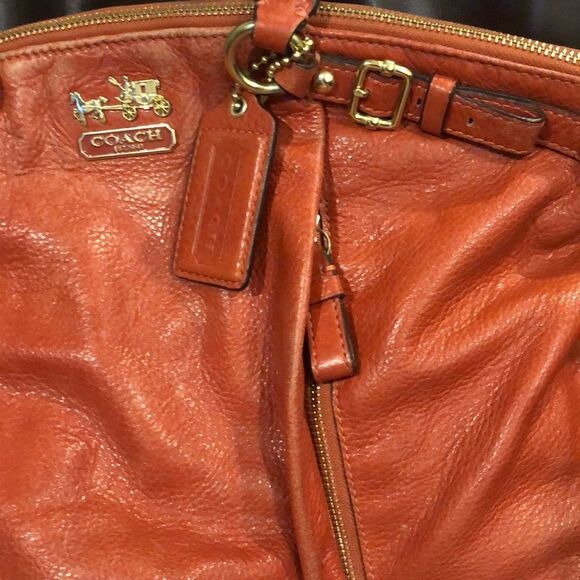 COACH Copper Orange Leather Hobo Satchel Crossbody Shoulder Bag Vintage - Picture 2 of 15